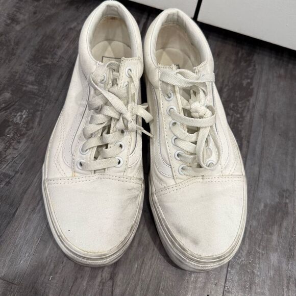 Vans size 8, white old skool canvas sneakers, skate shoes, gently worn - Picture 2 of 6